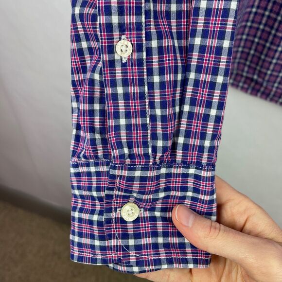 J. Crew Cotton Blue Pink White Plaid Long Sleeve Button Down Shirt Men's Sz M - Picture 4 of 5